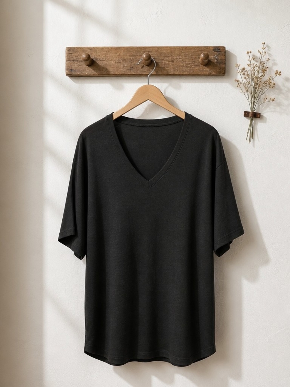entro Black V-Neck Tunic Top